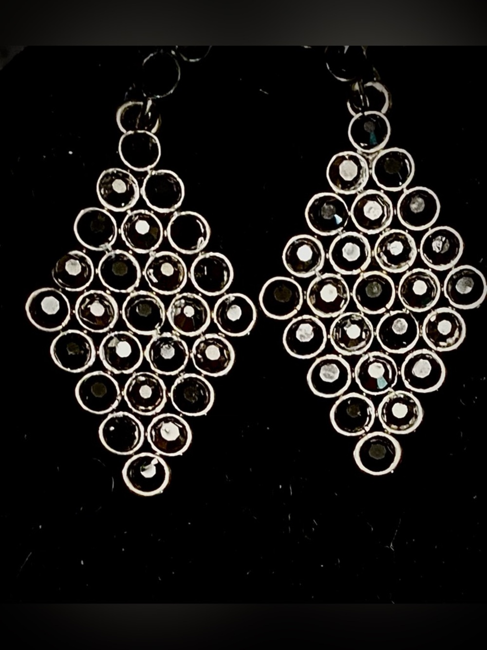Earrings black and Silver tone  Geometric with Intricate Detail